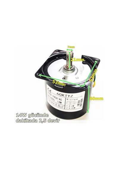 60ktyz 14w 2,5rpm Senkron Motor Döner, Kuluçka, Kızartma, Buz Makineleri İçin