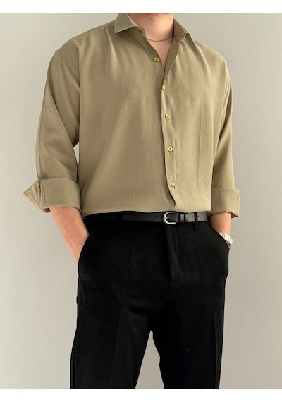 Relaxed Fit Hafif Rahat Modal Kumaş Gömlek Yeşil