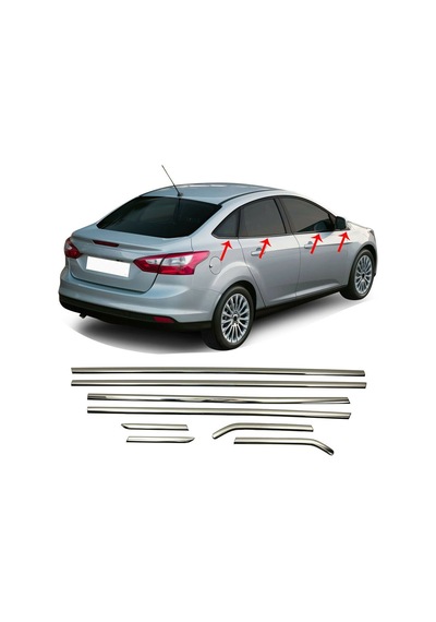 Ford Focus Sedan Krom Cam Çıtası 2011-2017 Arası 8Prç Paslanmaz Ç N11.4761