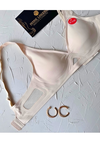 Eleanor Önü Ve Yanı Dantel Detaylı Dikişsiz Lazer Kesim İnce Askı Ten Rengi