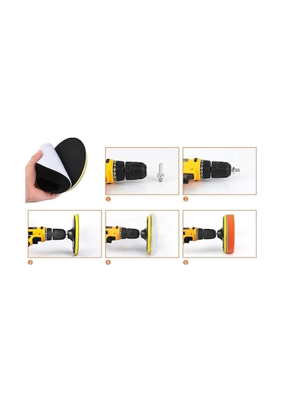Merttools Pasta Cila Polisaj Süngeri Seti 115mm Matkap Uyumlu Pasta Cila Parlatma Pedi Seti 11 Parça