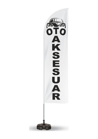 Oto Aksesuar Yönlendirme Tanıtım ve Reklam Yelken Bayragı Beyaz