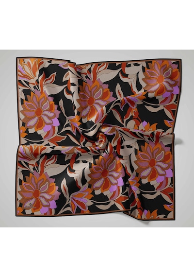 Silk Home Olinda İpek Eşarp 47003-04 Acı Kahve, Kiremit, Turuncu, Gül Kurusu, Vizon