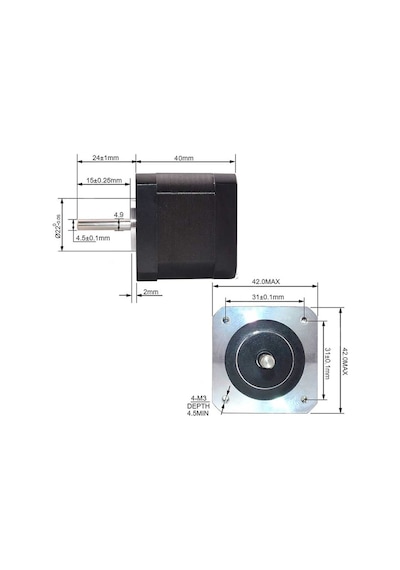 Nema 17 Step Motor 1.5a 0.4nm D Mil 2 Faz 1.5a 1.8 Derece 200 Adım 3d Yazıcı Printer