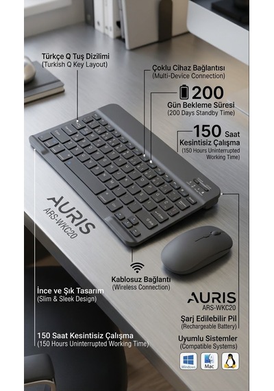 Ars-wkc20 Kablosuz Bluetooth Klavye Ve Fare Seti - Lisinya Diğer