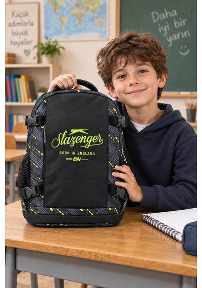 İlkokul Okul Çantası Slazenger Öğrenci Günlük Sırt Çantası 40x30x14 Cm Desenli