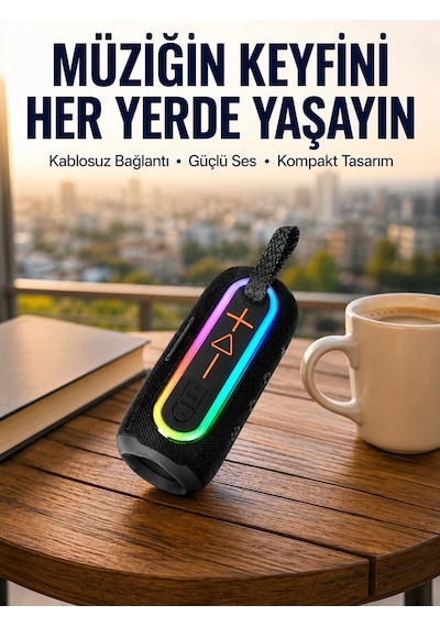 Mey İthalat Yüksek Ses Kaliteli Kablosuz Hoparlör Led Işıklı Yeni Nesil