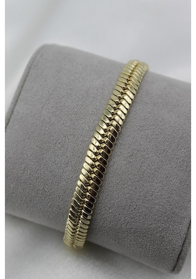 Vıp Çelik 14k Altın Kaplama İtalyan Zincir Model Bileklik - 20 Cm Unisex