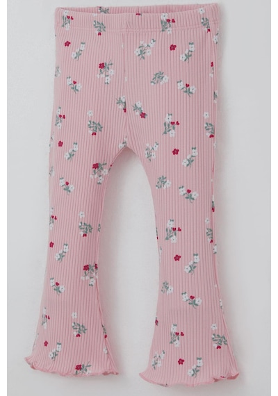 Breeze Kız Bebek Taytlı Takım Çiçek Desenli Yaka Kısmı Fırfır Detaylı 6 Ay-2 Yaş, Pembe Pembe
