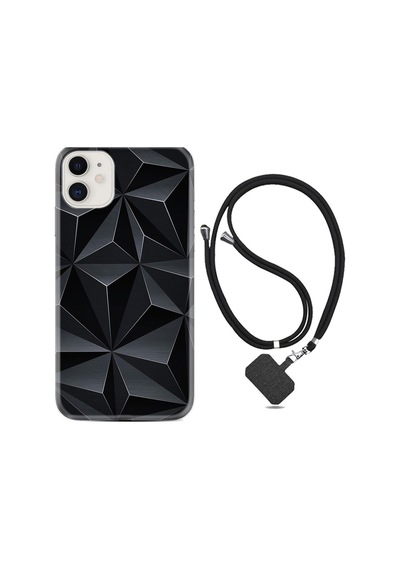 Apple iPhone Uyumlu Iphone 13 Kılıf Silikon Desen Boyun Askılı Prizmalar 1782