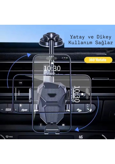 Araç İçi Telefon Tutucu Ultra Kuvvetli Vantuzlu Akrobat Siyah