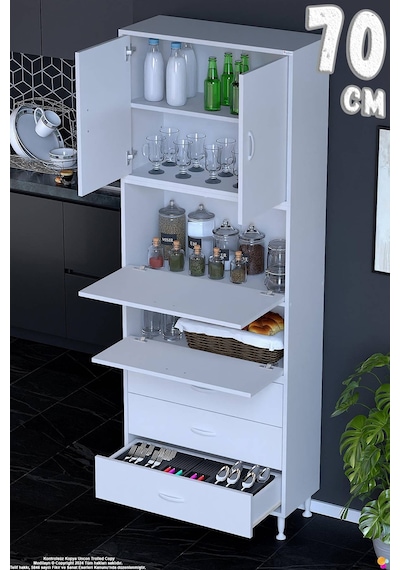 Ekin 70 Cm Bakliyat Dolabı Kahve Köşesi 3 Çekmeceli Çok Amaçlı Mutfak Kiler Banyo Dolabı Beyaz Ekin 70 Cm Bakliyat Dolabı Kahve Köşesi 3 Çekmeceli Çok Amaçlı Mutfak Kiler Banyo Dolabı Beyaz