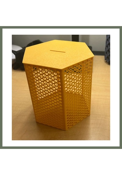 Bezos 3d Baskı Petek Desenli Altıgen Kumbara Bal Peteği Dokulu Dekoratif Para Biriktirme Kutusu 12x12,5 Cm Bezos1