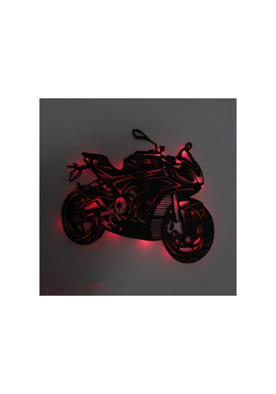 Led Işıklı Motor Dekoratif Tablo Duvar Dekorlu Gece Lambası Kırmızı - 743250974 Kırmızı