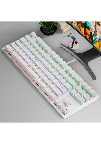 Leaven K550 Kablolu Türkçe Klavye Led Rgb 87 Tuşlu Switch Renk Seçeneği Gökkuşağı Renler Mekanik Oyuncu Işıkl Diğer
