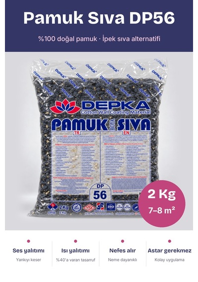 Depka Pamuk Sıva Dp56 2 Kg 7-8 M² İpek Sıva Alternatifi Isı Ve Ses Yalıtımlı Dekoratif Sıva