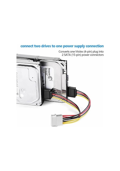 Koodmax 5 Adet Sata Power Kablosu 2 Li 15cm Çoklayıcı Güçlendirilmiş Bakır Kablo