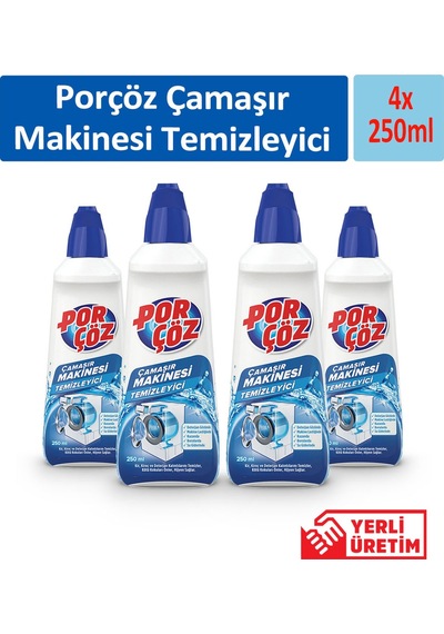 Porçöz Çamaşır Makinesi Temizleyici 4 x 250 ML