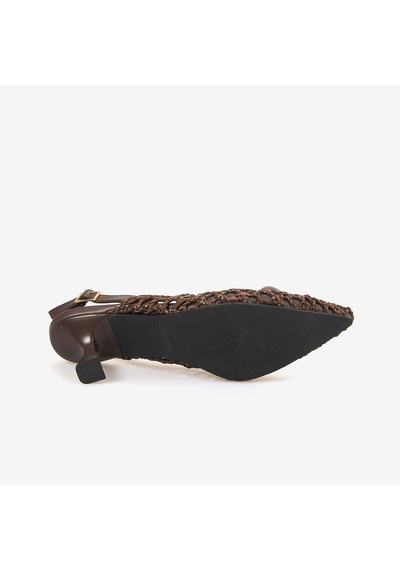 Noa Harmon Kadın Örgü Slingback 5,5cm Sivri Burun Topuklu Ayakkabı 10342 Brown