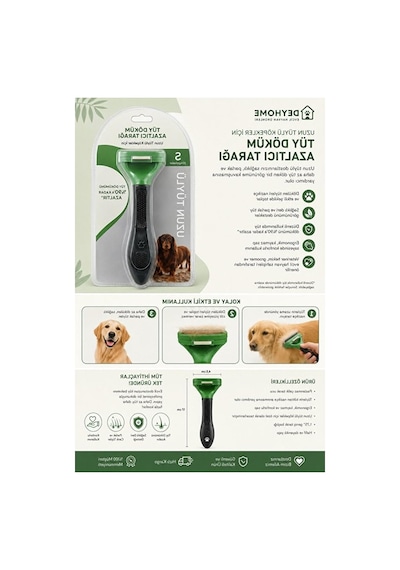 Uzun Tüylü Büyük Irk Köpekler İçin Tüy Toplayıcı Tarak