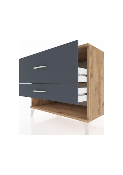 Kronos Şifonyer 2 Çekmeceli 88x59x80 Çam-antrasit Atlas Çam