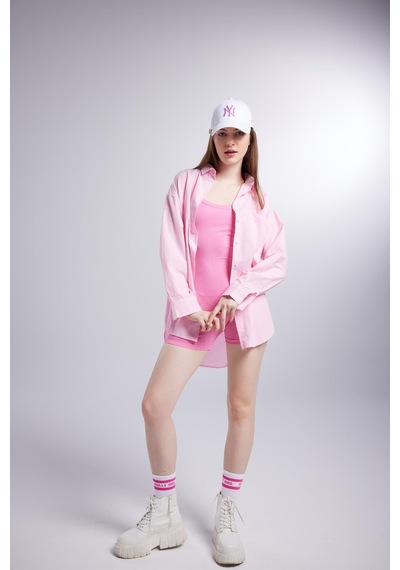 Holly Lolly Cepli Oversize Kesim Lovesize Gömlek Pembe
