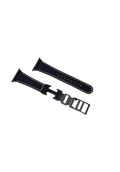 Piili Apple Watch Uyumlu 42 - 44 - 45 - 46 - 49 Mm Elegance Kayış Siyah Apple Watch Uyumlu Kayışı Gri