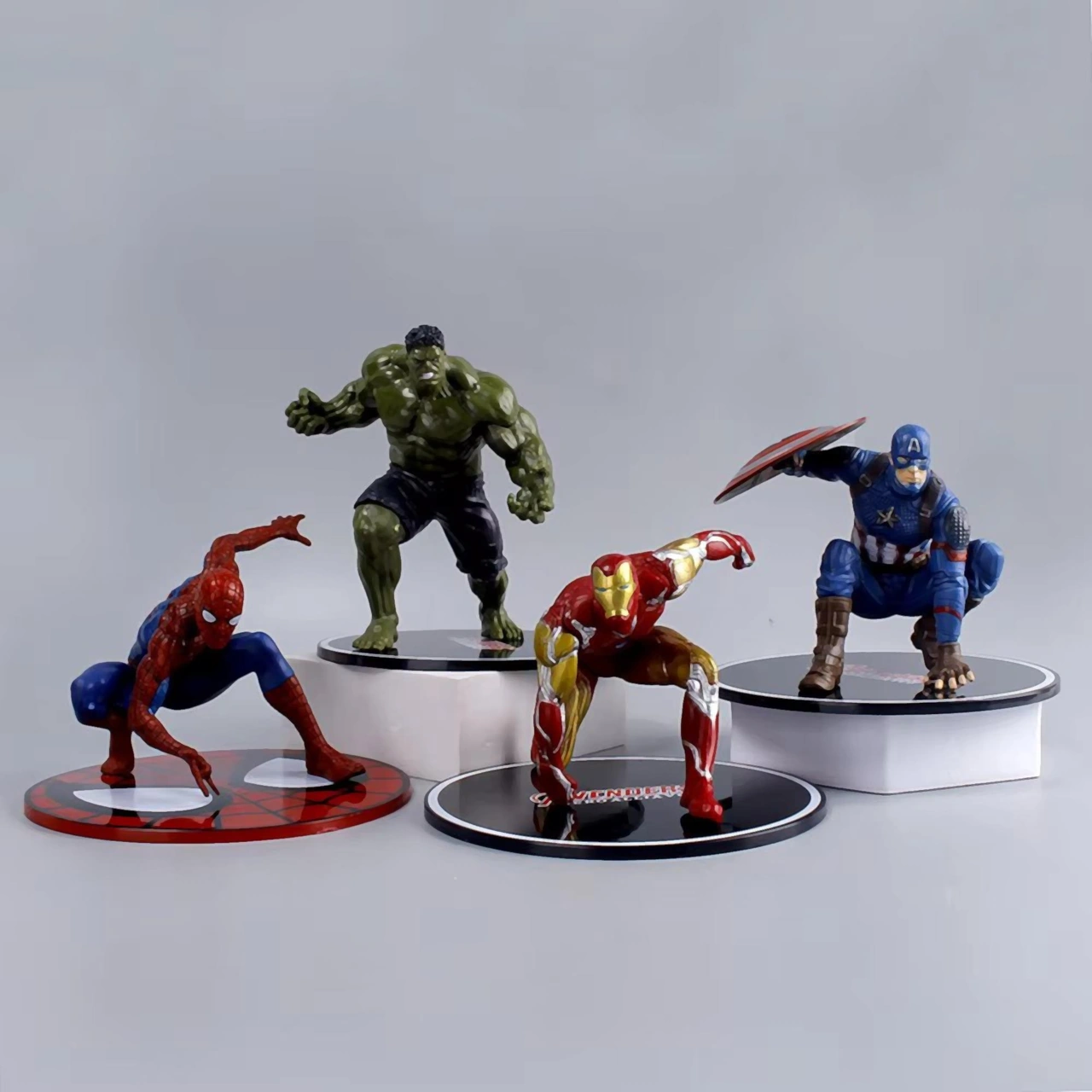 Marvel Yenilmezler Ironman Spiderman Hulk Captain America Özel Stantlı 4lü Oyuncak Figür Karakterler Marvel - Avengers