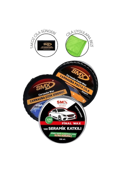Pasta Cila Seti Çizik ,pasta Cila Ve Wax  Bez Ve Takoz Cila Süngeri