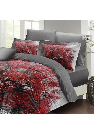 Monohome Red Tree Çift Kişilik Nevresim Takımı 3D Pamuk Saten