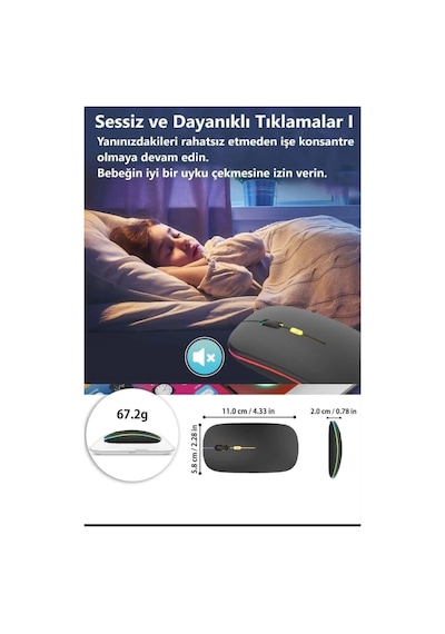Osqar KRK-03 4 Tuşlu Sessiz Şarj Edilebilir Kablosuz Mouse