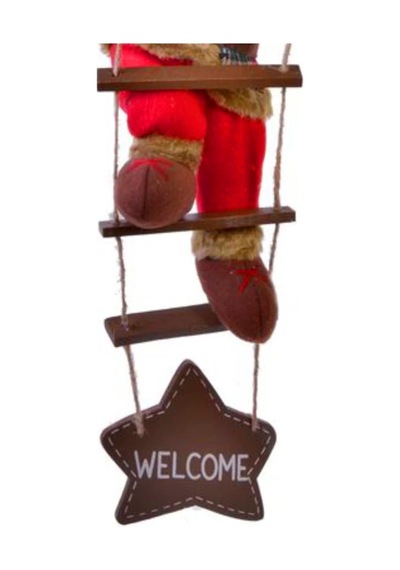 Yılbaşı Süsü Ahşap Merdivenli Noel Baba Figür Büyük Boy 40 Cm - Merdiven İle 78 Cm