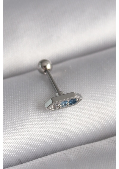 Mey Najmaddin 316l Çelik Gümüş Renk Mavi Zirkon Taşlı Tragus Piercing Najmaddin Çok Renkli