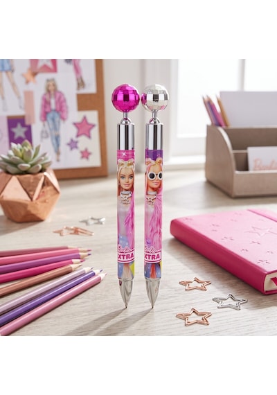 Bakgelal Barbie Extra Lisanslı Işıltılı Versatil Kalem Dekoratif Küreli 1 Adet - 9007258534654 124-Pembe