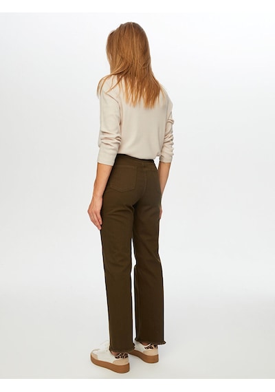 Faik Sönmez Wide Leg Fit Renkli Jean Pantolon W26jpn001 Uw26jpn00154 Haki