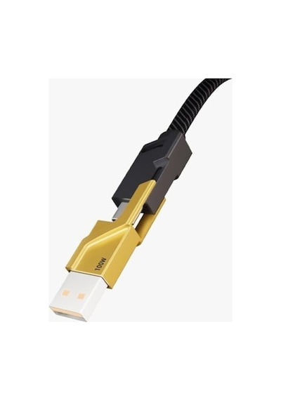 100w Usb Type - C Lightining 4 In 1 Hasır Flat Hızlı Şarj Ve Data Kablosu 1 Metre Mt2512