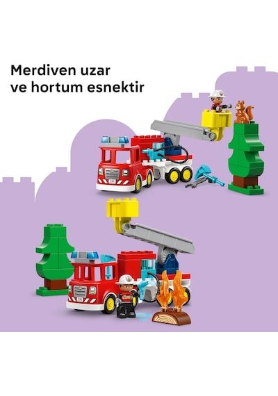 LEGO® DUPLO® Kasabası Hortumlu İtfaiye Aracı ve İtfaiyeci 10473 - 2 Yaş ve Üzeri Çocuklar için Figür İçeren Yapım Seti (28 Parça)