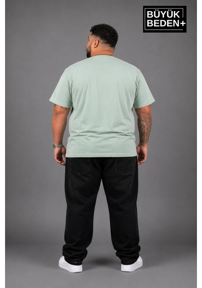 Superlife Süperlife Büyük Beden Erkek V Yaka Pamuklu Basic Tişört Lacivert 3xl-6xl Spr26bts509 Yeşil