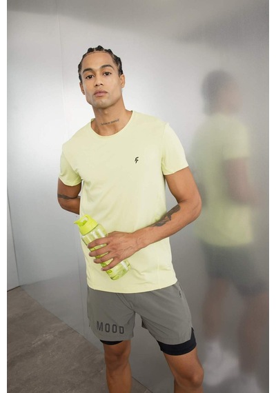 Defacto DeFactoFit Slim Fit Dar Kesim Bisiklet Yaka Sporcu Kısa Kollu Tişört C9183AX24AU Yeşil