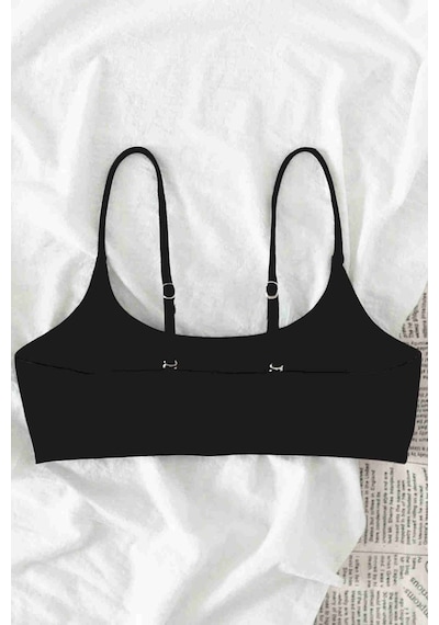 Angelsin Ayarlanabilir Askılı Şık Tasarım Bikini Üstü Siyah 001