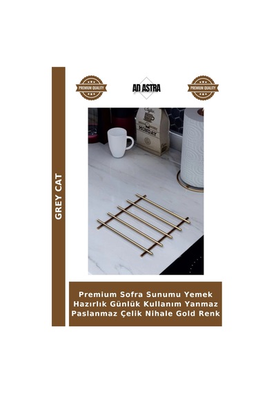 Premium Sofra Sunumu Yemek Hazırlık Günlük Kullanım Yanmaz Paslanmaz Çelik Nihale Gold Renk Çok Renkli
