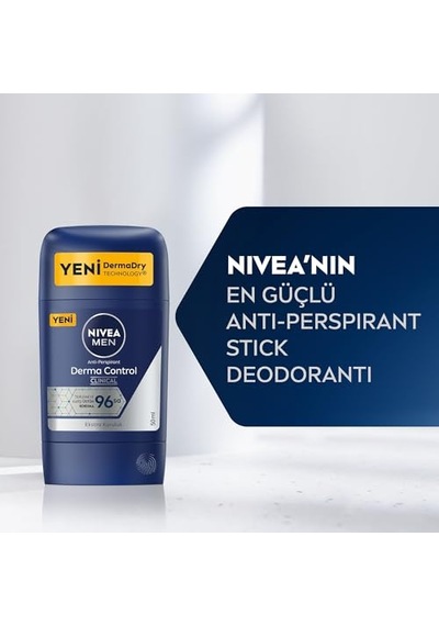 Nıvea Men Erkek Stick Deodorant Derma Control Clinical 50 Ml, 96 Saat Üstün Koruma
