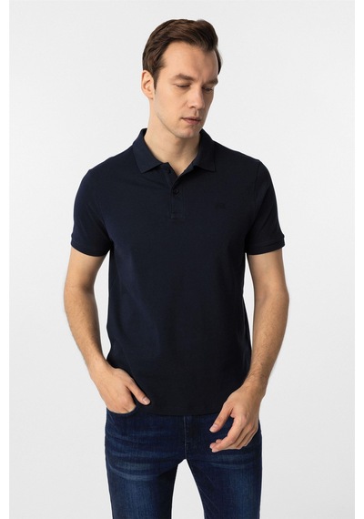 Süvari Lacivert Slim Fit Düz Polo Yaka Tişört