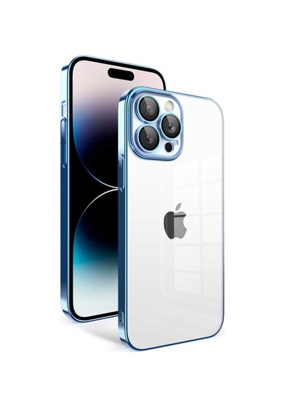 Thegencoo İphone 14 Pro Uyumlu Kamera Korumalı Renkli Çerçeveli Tgco Garaj Kılıf-mavi Açık