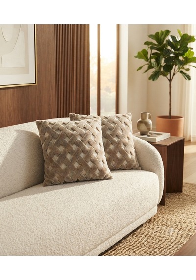 Fugo 2'li Welsoft Kırlent Kılıfı 45x45 Cm Dekoratif Fermuarlı Yumuşak Peluş Kırlent Kılıfı Koltuk Ve Kanepe İçin Açık Kahve