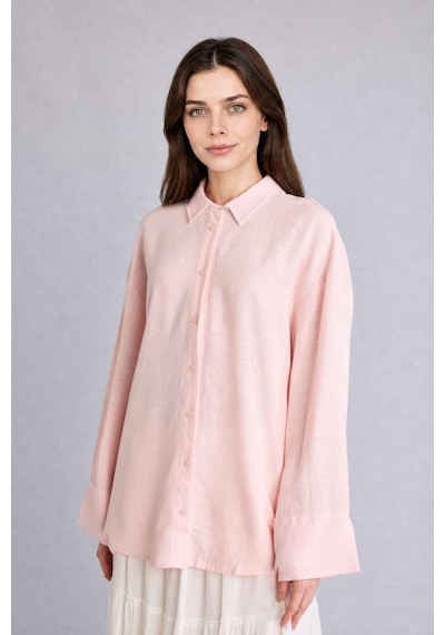 Defacto Regular Fıt Keten Uzun Kollu Pembe Tunik G9215ax26smpn127 Pembe-pn127 Defacto Regular Fıt Keten Uzun Kollu Pembe Tunik G9215ax26smpn127 Pembe-pn127