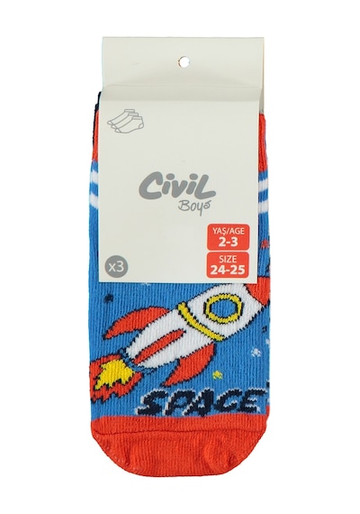 Civil Boys Space 3'lü 2-12 Yaş Erkek Patik Çorap Çok Renkli