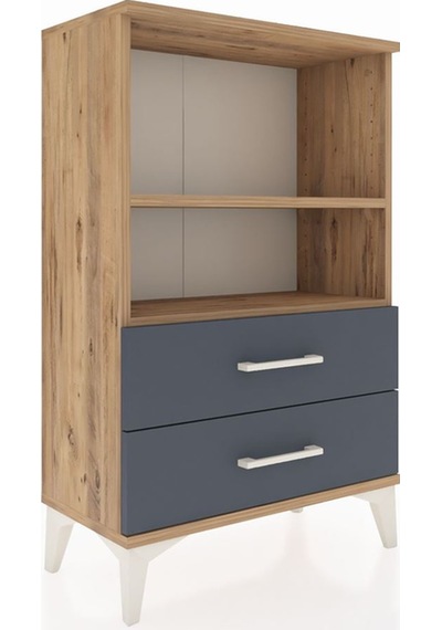 Arges Komodin 2 Raflı 2 Çekmeceli 60x30x96 Çam-antrasit Çam