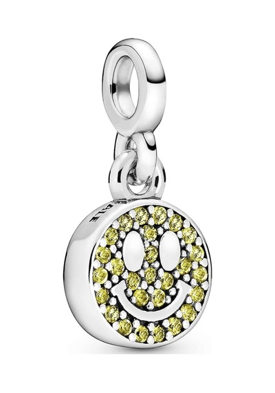 Me Serisi Sarı Taşlı Gülen Yüz Sallantılı Gümüş Charm