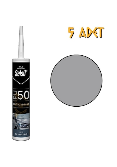 Selsil Poliüretan Mastik Yapıştırıcı Pu50 Gri 280 Ml. - 5 Adet